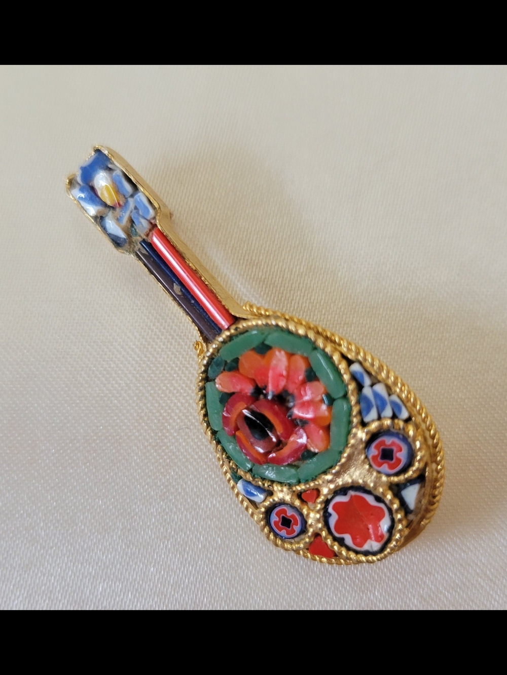Vintage Floral Micro Mosaic Brooch